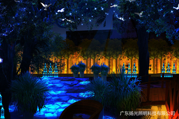 酒吧内部花(huā)园灯光设计效果图