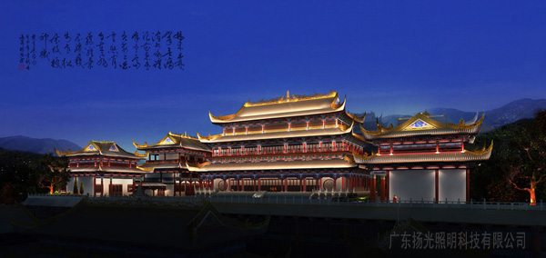 观音寺夜景照明设计遠(yuǎn)景效果图