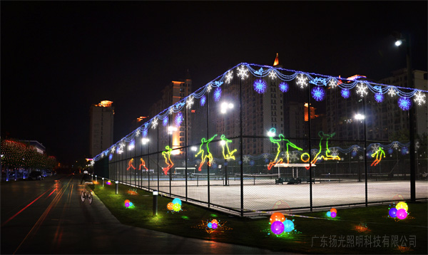 网球场夜景照明效果图