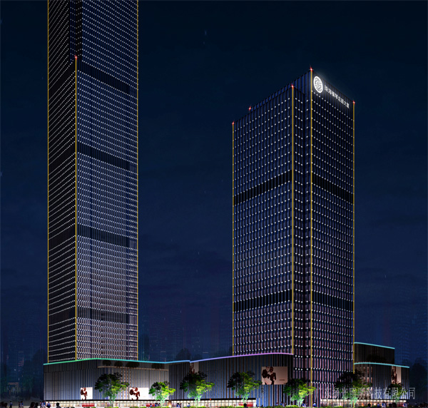 横琴总部大厦建筑外立面照明设计参与效果图