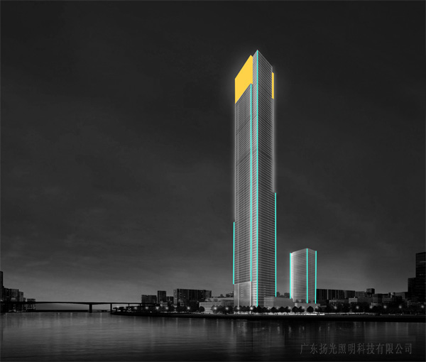 横琴总部大厦建筑外立面線(xiàn)光轮廓效果图