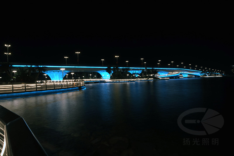 海花(huā)岛入岛桥梁亮化工程实景图