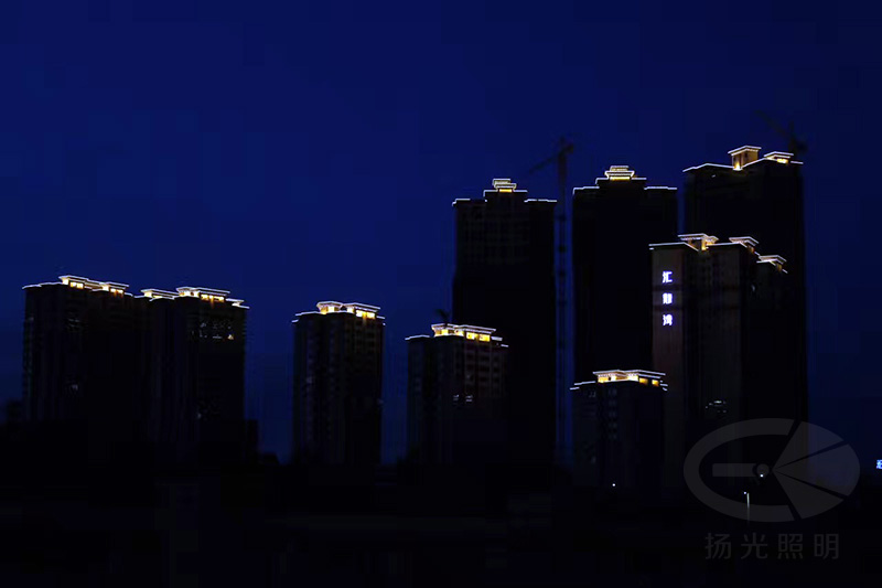 深圳市汇龙湾建筑照明工程深夜实景图